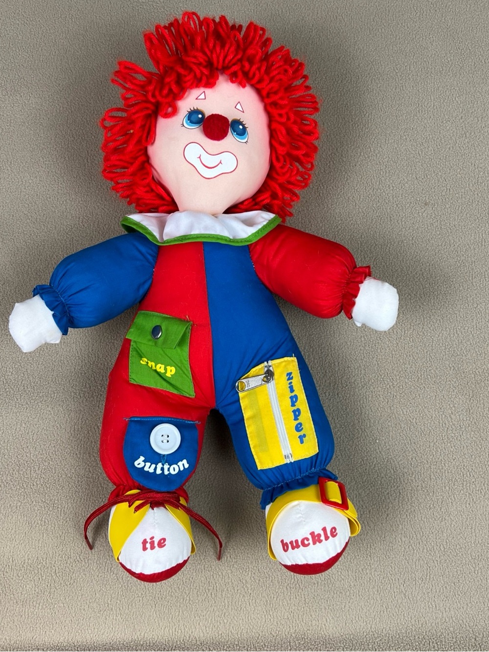 VTG 1983 Amtoy American Greetings Teach Me To Dress Stuffed Clown Doll